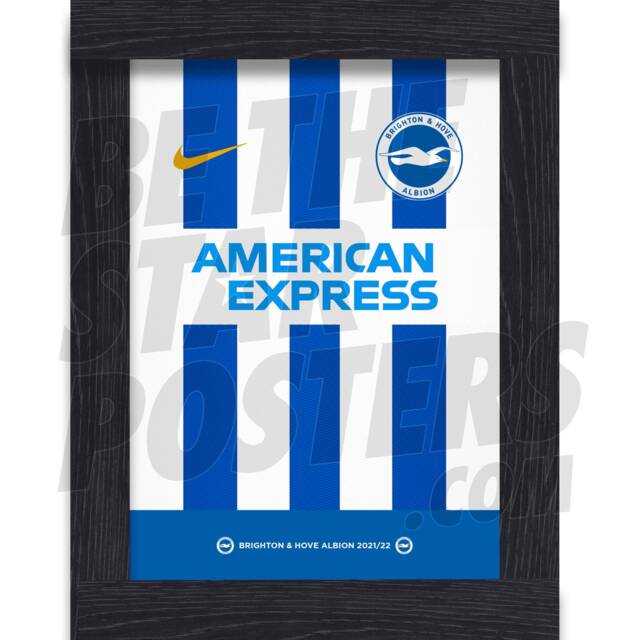 Brighton & Hove Albion Fc 21/22 Home Shirt Print - Officially Licensed Product A4 A3 Framed