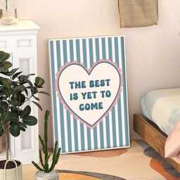 The Best Is Yet To Come Blue Heart Art Canvas Poster, Trendy Wall Art, Apartment Aesthetic Decor, Retro Home Printed Gift - thumbnail 3
