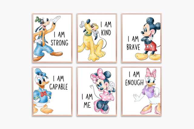Mouse Friends Affirmation Prints - Set Of 6, Nursery Wall Art, Printed Or Framed - image 1