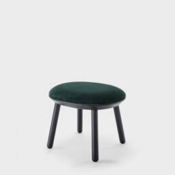 Wooden Upholstered Ottoman Solid Ash Pouf, Fabric/Leather/Velour - thumbnail 2