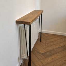 Console Table - Solid Oak With Hairpin Legs, Handmade Hallway Entryway Furniture, Custom Size Rustic Narrow Radiator Cover - thumbnail 4