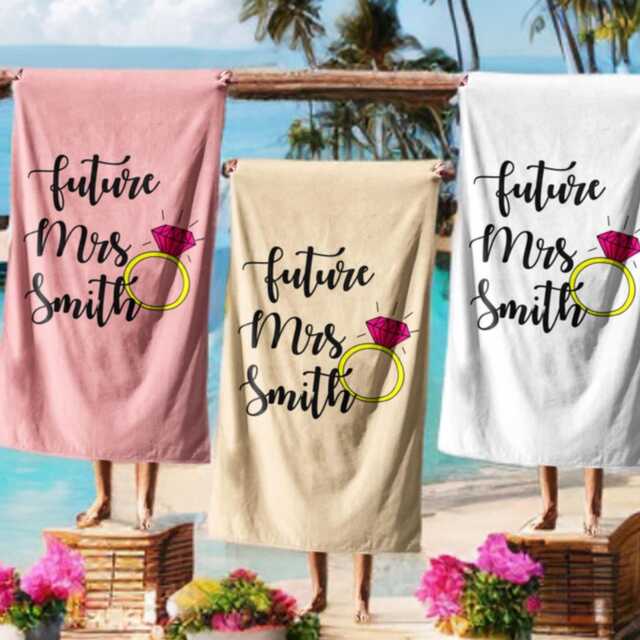 Future Mrs Fianc?? Wife To Be Romantic Novelty Soft Highly Absorbent Beach Bath Sheet Towel Decoration Family Pet His Her House Warming Gift - image 1