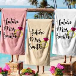 Future Mrs Fianc?? Wife To Be Romantic Novelty Soft Highly Absorbent Beach Bath Sheet Towel Decoration Family Pet His Her House Warming Gift - thumbnail 1