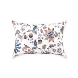 Oriental Peony Pillow Cover - Pure Cotton Twill Print Fabric Blue Rose, Dusky Lilac & Cream Chinoiserie Floral Art Decorative Cushion - thumbnail 2