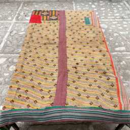 Vintage Reversible Kantha Quilt Patchwork Block Print Cotton Handmade Boho Bedspread - thumbnail 4