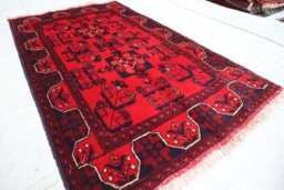 2x4 Afghan Outdoor Small Red Rug, Turkmen Oriental Geometric Khal Mohammedi Bukhara Handmade Livingroom D??cor Office Carpet