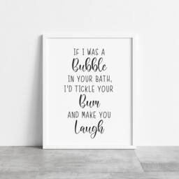 Funny Bathroom Sign Bubble Bath Tickle Quote Art Print - Unframed - thumbnail 2