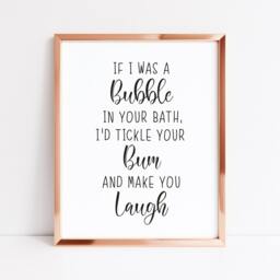 Funny Bathroom Sign Bubble Bath Tickle Quote Art Print - Unframed - thumbnail 3