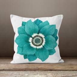 Floral Cushion Cover/Modern Blue Pillow Case/Housewarming Gift/Garden Cover/striped Cushions Cover/Leaf Decorated Pillowcase - thumbnail 3