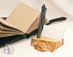 Maple Burl Pen & Business Card Holder Live Edge Desk Organizer - thumbnail 1