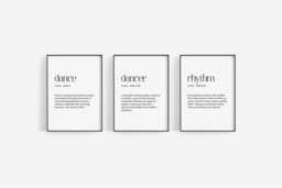 Set Of 3 Inspirational Dance Prints - Dance, Dancer & Rhythm Definition Wall Art Motivational Decor For Dancers, Musicians Studios - thumbnail 1