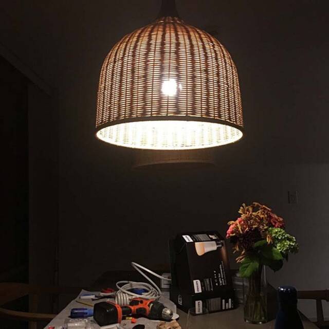 Rattan Basket Pendant Light, Bell-Shaped Ceiling Light Fixture, 2 Size Options - image 1