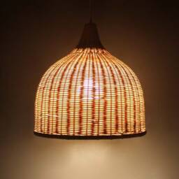 Rattan Basket Pendant Light, Bell-Shaped Ceiling Light Fixture, 2 Size Options - thumbnail 3