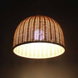 Rattan Basket Pendant Light, Bell-Shaped Ceiling Light Fixture, 2 Size Options - thumbnail 2