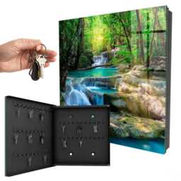 Paradise Oasis Wall Mounted Key Cabinet, Green Box For Home, Photographic Landscapes, Lovers Of Nature & Relaxation