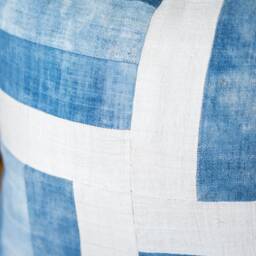 Blue & White Hemp Pillowcase - Handmade Vintage Cushion Case, Hmong Pillow Cover, Fabric Natural Tie Dye Covers - thumbnail 2