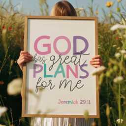 God Has Great Plans For Me Christian Wall Art, Girls Nursery Print, Bible Verse Bedroom Decor, Pink Prints - thumbnail 2