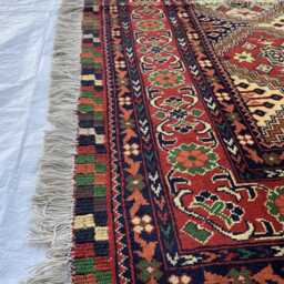 Handmade Kashi Wool Rug Afghan Tribal Geometric Carpet - 6.8x4.11 Ft - thumbnail 3