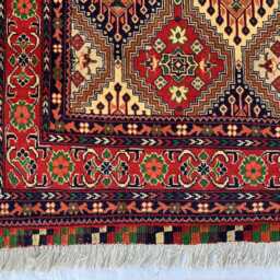 Handmade Kashi Wool Rug Afghan Tribal Geometric Carpet - 6.8x4.11 Ft - thumbnail 2