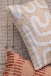 Beige Abstract Woven Throw Pillow - Decorative Lumbar Kilim Pillowcases Set Cotton Covers Sofa Bed Living Room Home Accessories - thumbnail 3