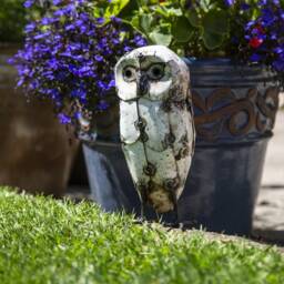 Recycled Metal White Owl - 2 Sizes. Handcrafted Handmade Outdoor Garden Sculpture. Owls. Gift - thumbnail 2