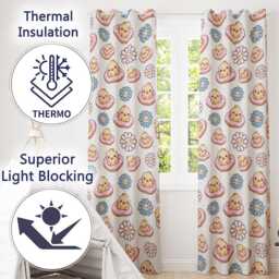 Cute Chick Donut Flower Kawaii Seamless Pattern Readymade Eyelet Ring Top Thermal 100% Blackout Curtains - thumbnail 3