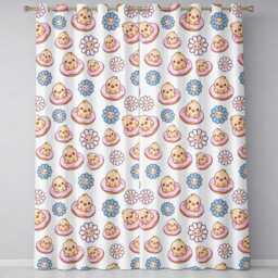 Cute Chick Donut Flower Kawaii Seamless Pattern Readymade Eyelet Ring Top Thermal 100% Blackout Curtains - thumbnail 2