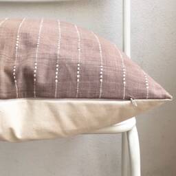 Brown Cream Striped Woven Pillow Cover - thumbnail 3