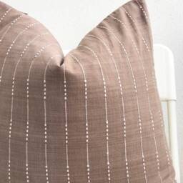 Brown Cream Striped Woven Pillow Cover - thumbnail 2