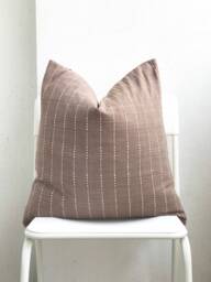 Brown Cream Striped Woven Pillow Cover - thumbnail 1