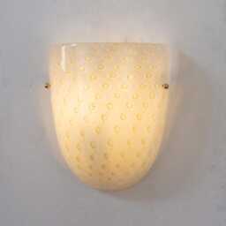 Set Of 2 Murano Glass Wall Sconces, Gold Decoration, Made in Italy Barovier Style - thumbnail 2