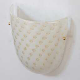 Set Of 2 White Murano Glass Wall Sconces With Artistic Gold Decoration, Lamp Made in Italy Stile Barovier - thumbnail 3