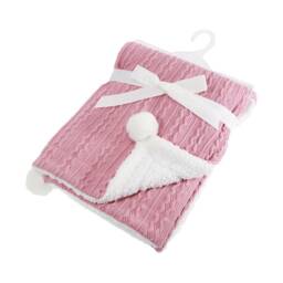 Personalised Embroidered Baby Cable Knit Pom Crown/Heart Design Blankets 90cm 4 Colors Super Soft - thumbnail 4
