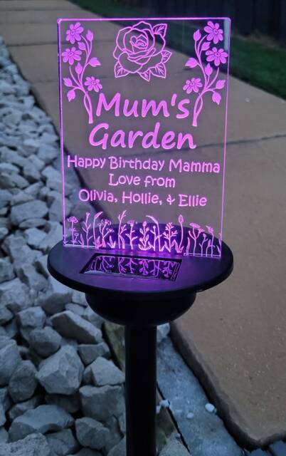 Personalised Solar Garden Light Engraved Led Acrylic Panel - image 1