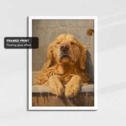 Golden Retriever Bathtub Dog Bathroom Painting Framed Poster Print Or Canvas Wall Decor Art Bedroom Home Interior Gift For Lover - thumbnail 3