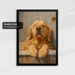 Golden Retriever Bathtub Dog Bathroom Painting Framed Poster Print Or Canvas Wall Decor Art Bedroom Home Interior Gift For Lover - thumbnail 2