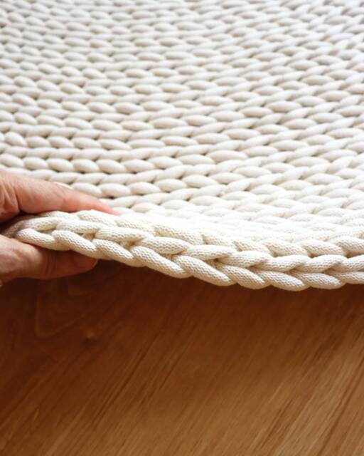 Chunky Creamy White Round Rug, Thick & Soft Carpet For Bedroom, Unusual Decoration Interior Design, Aesthetic Living Room Accent - image 1