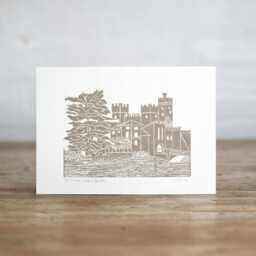 Handprinted Linocut Sirmione Castle, Lake Garda Art Print - thumbnail 2