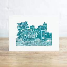 Handprinted Linocut Sirmione Castle, Lake Garda Art Print - thumbnail 1