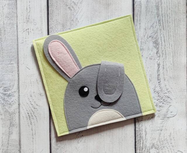 Felt Bunny Quiet Book Page Waldorf Toy For Baby - image 1