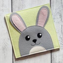 Felt Bunny Quiet Book Page Waldorf Toy For Baby - thumbnail 4