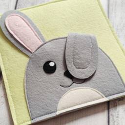 Felt Bunny Quiet Book Page Waldorf Toy For Baby - thumbnail 3