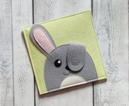 Felt Bunny Quiet Book Page Waldorf Toy For Baby - thumbnail 1