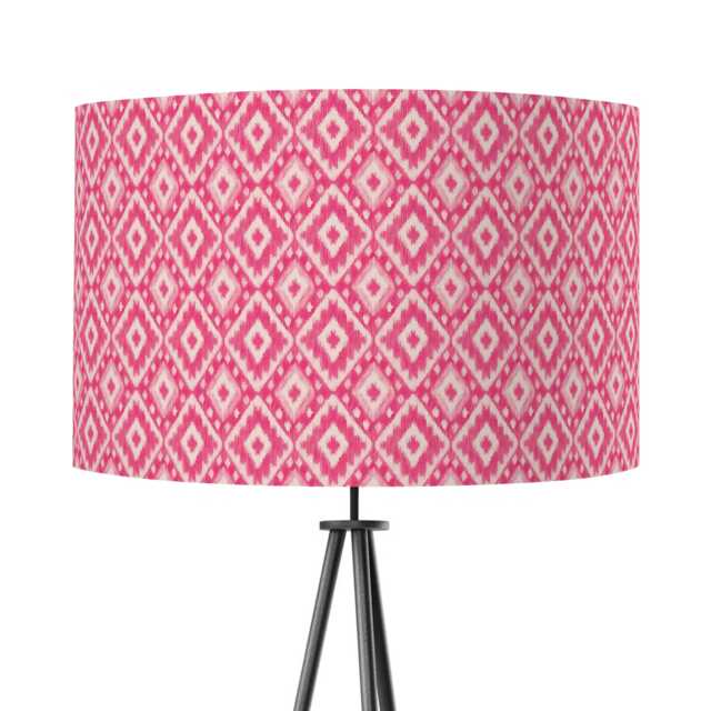 Ikat Pink Print Lampshade 25cm 30cm 35cm 40cm 45cm - Drum Lamp Shade Velvet Handmade Home Decor Ceiling Diamond Design - image 1