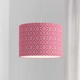Ikat Pink Print Lampshade 25cm 30cm 35cm 40cm 45cm - Drum Lamp Shade Velvet Handmade Home Decor Ceiling Diamond Design - thumbnail 3