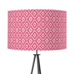 Ikat Pink Print Lampshade 20cm 25cm 30cm 35cm 40cm 45cm - Drum Lamp Shade Velvet Handmade Home Decor Ceiling Diamond Design