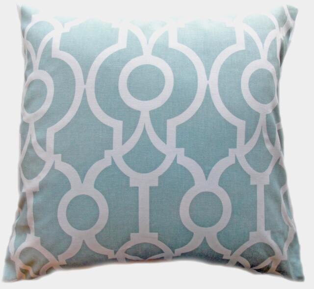 Pillow Custom Cover - Milky Blue Ice Powder Robin Egg Coral Modern 16x16, 18x18 - image 1