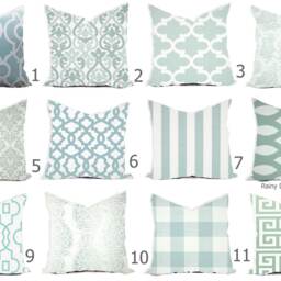 Pillow Custom Cover - Milky Blue Ice Powder Robin Egg Coral Modern 16x16, 18x18 - thumbnail 2