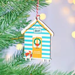 Personalised Christmas Beach Hut Tree Decoration - thumbnail 1