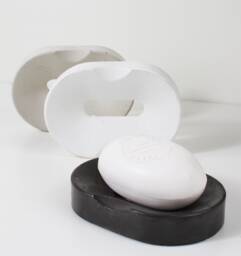 Modern Soap Dish Made Of Concrete, Black, White, & Grey, Bathroom Decor, Lovely Gift, Approx. 11 cm, Modern, Elegant, Oval